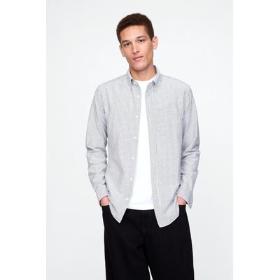 Gap Mens Blue Stripe Classic Oxford Shirt in Standard Fit - Blue Stripe