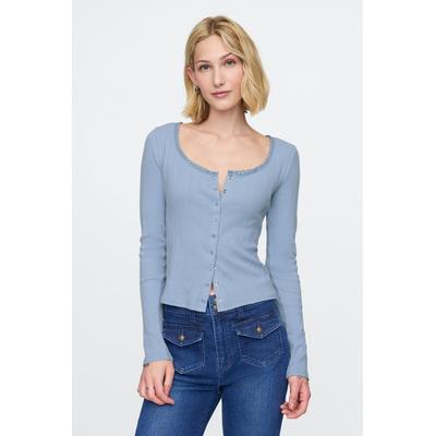 Gap Womens Blue Cropped Pointelle Cardigan - Blue