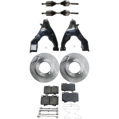 2003 Lexus LX470 8-Piece Kit Front, Driver and Passenger Side Axle Assembly, Supplied with Standard Neoprene Outboard Boot, New, includes (2) Axle Assembly, (2) Brake Disc, (1) Brake Pad Set, and (2) Control Arm