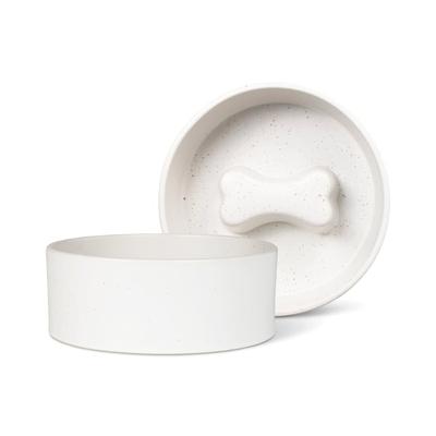 PetShop by Fringe Studio Speckled Bone Stoneware Slow Feeder Dog Bowl, 3.75 Cups