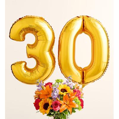 1-800-Flowers Flower Delivery Floral Embrace W/ Number 30 Balloons Xl