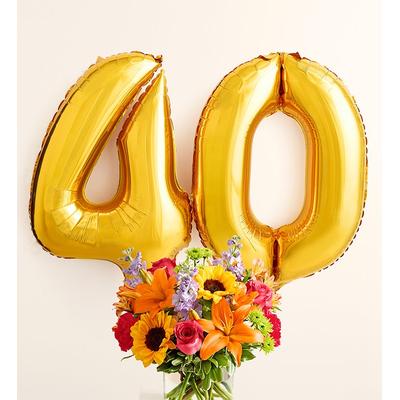 1-800-Flowers Flower Delivery Floral Embrace W/ Number 40 Balloons Xl