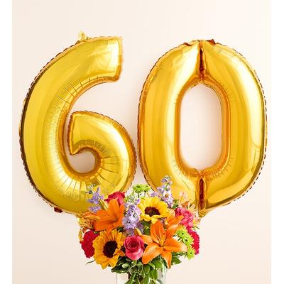 1-800-Flowers Flower Delivery Floral Embrace W/ Number 60 Balloons Xl