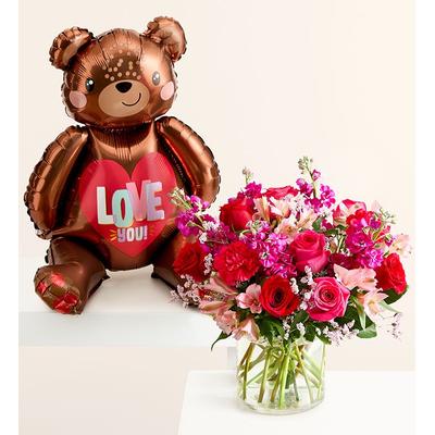 1-800-Flowers Flower Delivery Floral Fantasy Bouquet W/ Love Bear Balloon Xl