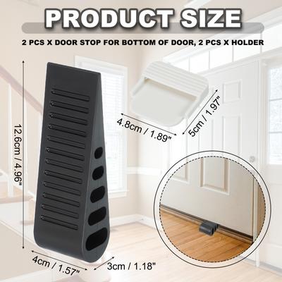 2Set Rubber Door Stopper Wedge Door Stop for Bottom of Doors with Holder