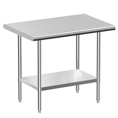 Stainless Steel Work Table, NSF Commercial Worktable with Undershelf and Legs,24