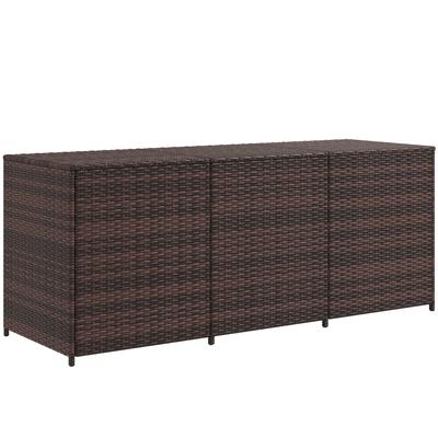 175 Gallon Outdoor Storage Box with Inner Liner, PE Rattan Wicker Deck Box with Pneumatic Bar Lift for Indoor & Outdoor