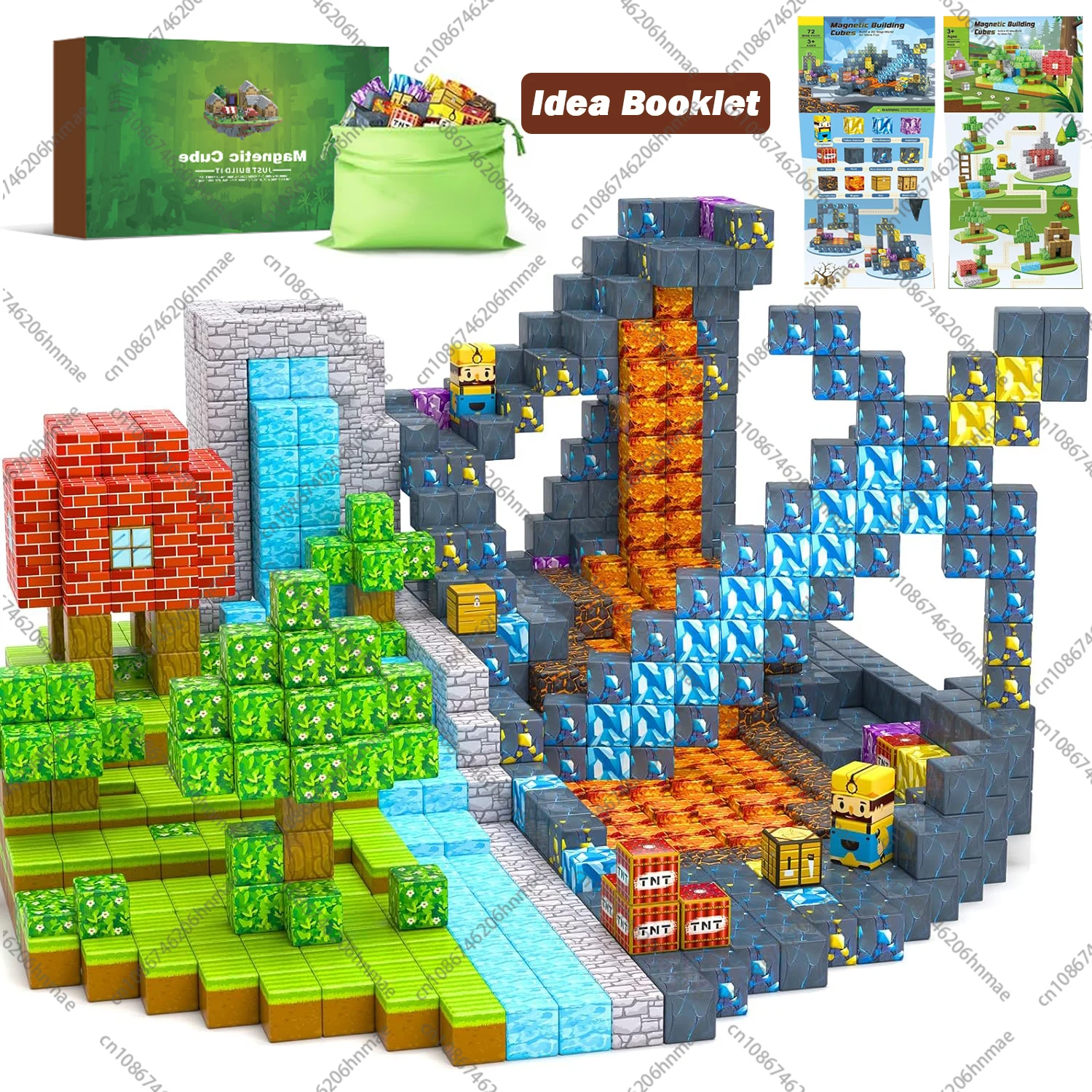 Blocchi magnetici Mine World Cubi magnetici impilabili Set per ragazzo Ragazza Kid Età 3+ Modello fai da te Bambini STEM Giocattoli sensoriali Regalo