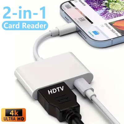 2 in 1 USB C to HDMI Adapter For iPhone 16 pro Max Type C Digital Adapter 4K Sync Screen Connector For iPhone to HDTV Projector