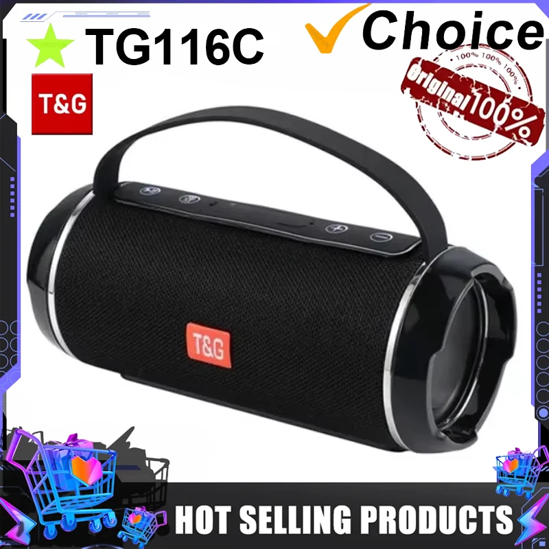 T&G TG116C Bluetooth-Lautsprecher, kabellos, leistungsstarke tragbare Lautsprecherbox, Outdoor-Lautsprecher, Subwoofer, Musikcenter, Boombox mit Radio Image