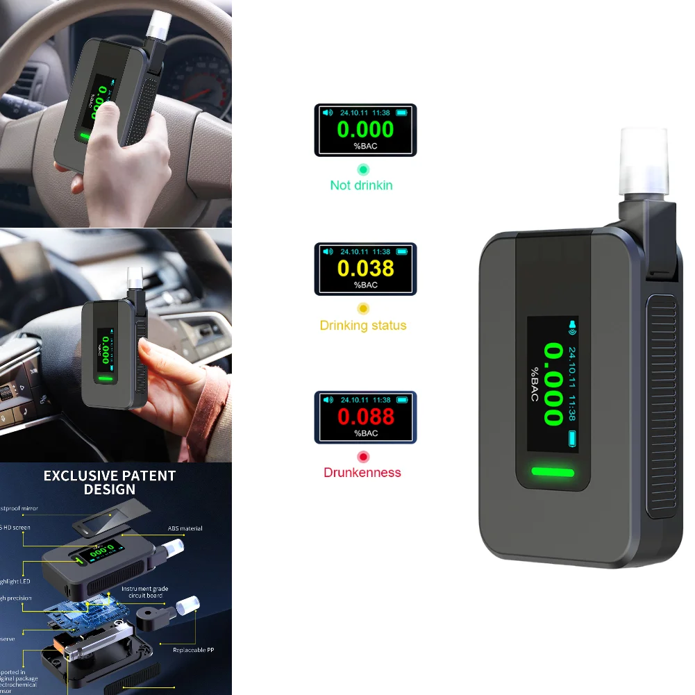 Alkoholtester, tragbar, berührungslos, mit LED-Bildschirmanzeige, Alkoholtester, Atemalkoholtestgerät Image