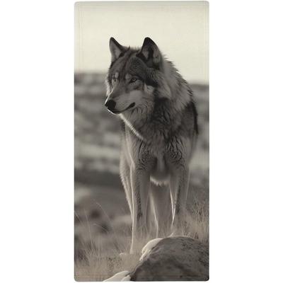 TEMU Wolf Print Hand Towel - 18x26 Inch, & Machine Washable, Spa, Gym, And Home Use