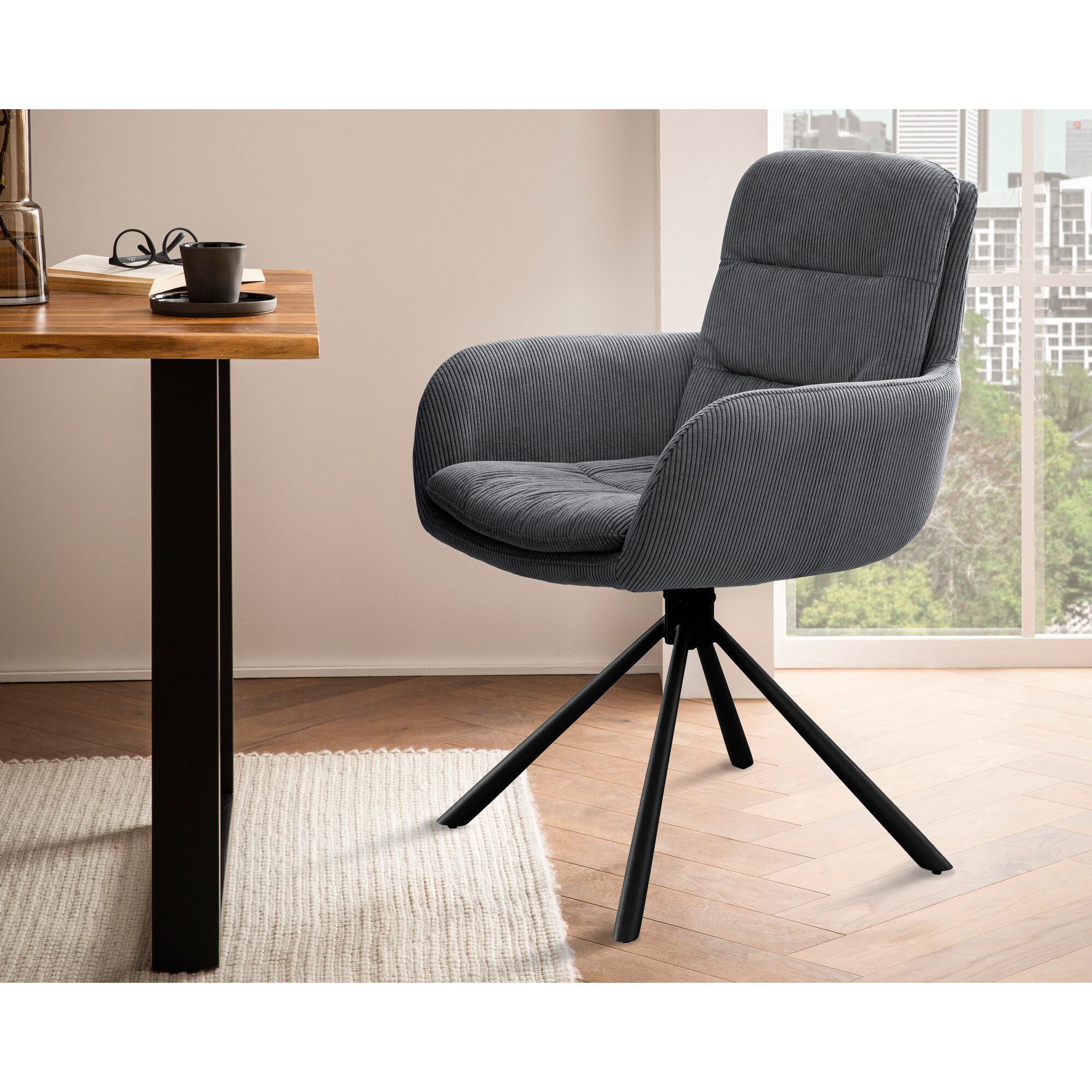 SalesFever »Faye« Drehstuhl dunkelgrau in Cord-Optik