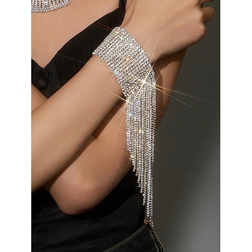 bracciale da donna in strass dorati con design a nappa – eleganti gioielli da sposa per feste, balli di fine anno ed eventi formali
