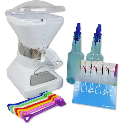 Little Max Snow Cone Machine - Premium Shaved Ice Maker, With Powder Sticks Syrup Mix 6-Stick Kit