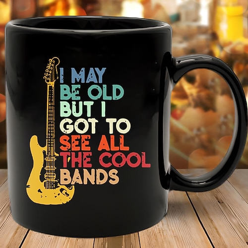 lustige Tasse – „Ich bin vielleicht alt, aber ich habe alle coolen Bands gesehen" – 11 oz Keramik-Kaffeetassen – lustige Geburtstagsgeschenke für Rock-, Gitarren- und Musikliebhaber Image