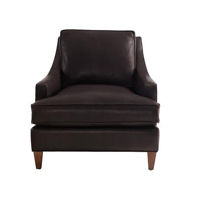 Cameron Leather Chair - Taupe Leather, Walnut - Ballard Designs