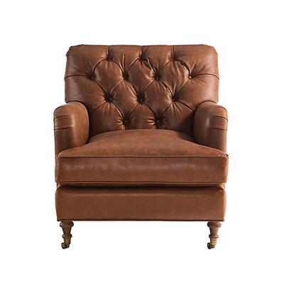 Maggie Leather Chair - Saddle Leather, Fossil - Ballard Designs