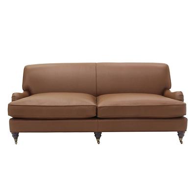 Janelle Leather Sofa - Tobacco Leather, Fossil - Ballard Designs