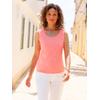 Shirttop CASUAL LOOKS, Damen, Gr. 40, rosa (flamingo), 95% Baumwolle, 5% Elasthan, unifarben, Rundhals, ohne Ärmel, Tops