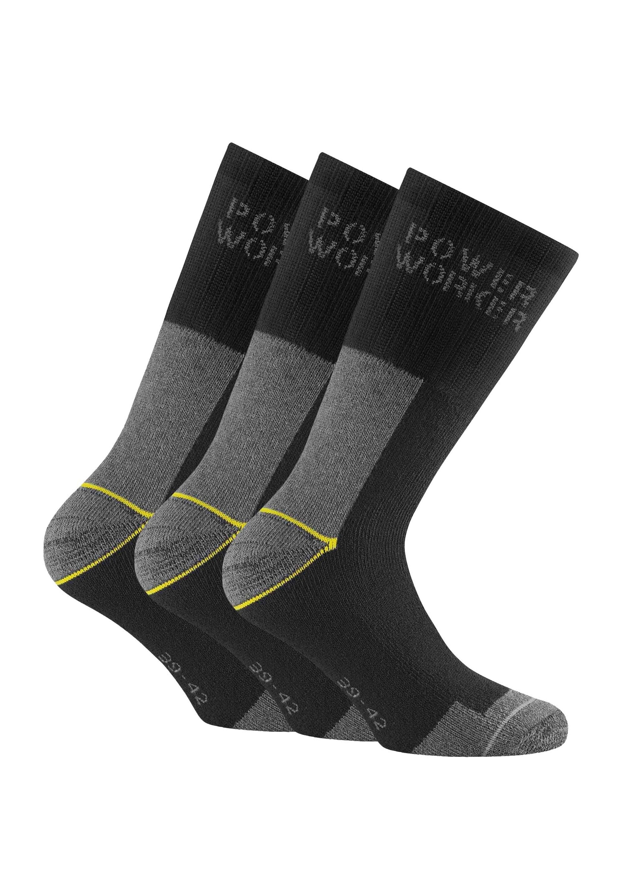 Kurzsocken ROHNER SOCKS "Socken Power Worker Wilmax 3er Pack 3er Pack", Herren, Gr. 35-38, schwarz (schwarz, grau), Obermaterial: 64% Baumwolle CO. 27% Polyester PES. 9% Polyamid PA., Socken