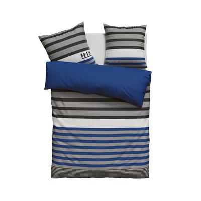 Bettwäsche H.I.S "Majoran", blau (marine), B/L: 155cm x 220cm, , Polycotton recycelt, B/L: 80cm x 80cm, Polycotton recycelt, Obermaterial: 52% Polyester, 48% Baumwolle, Bettwäsche, gestreifte Bettwäsche in verschiedenen Qualitäten Image