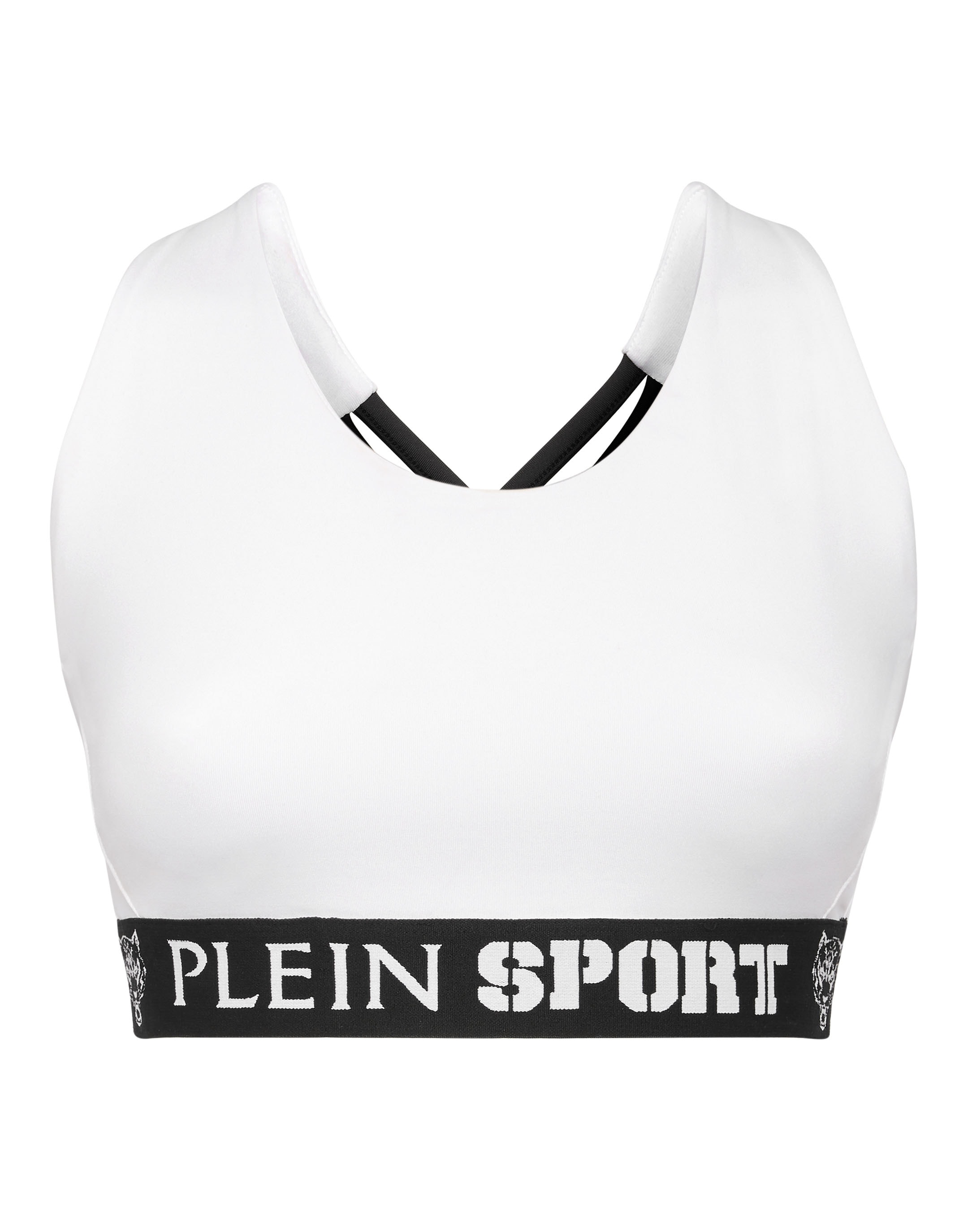 Lauftop PLEIN SPORT "Sport Top", Damen, Gr. S, weiß (01, weiß), Obermaterial: 90% Polyester, 10% Elasthan, Tops