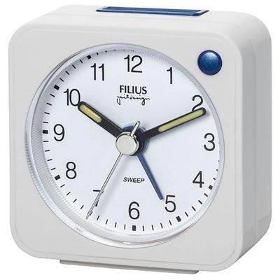 Quarzwecker FILIUS ZEITDESIGN, weiß, Wecker, Reisewecker, Schlafzimmer, Snooze, Beleuchtung, schleichende Sekunde