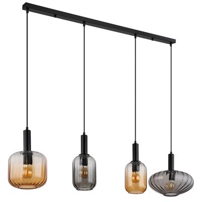 GLOBO LIGHTING Pendelleuchte "VALLETTA", schwarz (schwarz matt), Lampen, Hängelampe, Hängeleuchte, verschiedene Gläser, modern, Essbereich Image