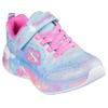Sneaker SKECHERS "ETERNAL HEART LIGHTS", Kinder, Gr. 27, bunt (hellblau, multi), Textil, Synthetik, kontrastfarbene Details, Glitzer, sportlich, Schuhe, Blink,-Klettschuh mit Herz-Applikation, Größenschablone zum Download