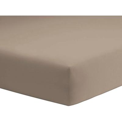 Spannbettlaken SCHLAFGUT "Mako-Jersey aus 100% Baumwolle, Bettlaken", grau (taupe), B:140-160cm L:200cm, Mako-Jersey, Obermaterial: 100% Baumwolle, Laken, für Matratzen bis 20 cm Höhe, in 90x200, 140x200 oder 180x200 cm Image