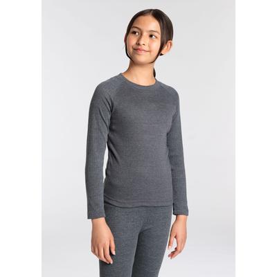 Thermounterhemd HEATKEEPER, Kinder, Gr. 128/134, N-Gr, grau (anthrazit, meliert), Obermaterial: 50% Baumwolle, 50% Polyester, unifarben, Rundhals, Langarm, Unterhemden, Thermoshirt für Jungen und Mädchen Image
