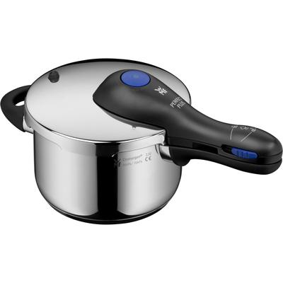 Schnellkochtopf WMF "Perfect Plus, 2,5 Liter Dampfkochtopf", grau (edelstahl), B:19,2cm H:16,2cm L:38,3cm Ø:18cm, Töpfe, Kochanzeige, Sicherheitssystem, einfache Reinigung Image