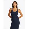 Jerseykleid TOMMY JEANS "TJW BUTTON TANK DRESS", Damen, Gr. M (38), N-Gr, blau (schwarz night navy), Jersey, Obermaterial: 100% Baumwolle, unifarben, casual, slim fit wadenlang, tiefer Rundhals, Kleider, mit Knopf