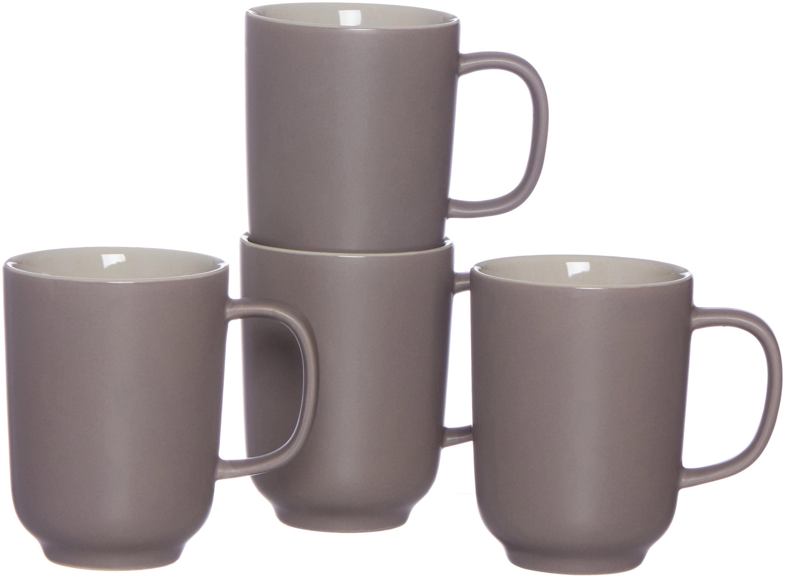 Becher RITZENHOFF & BREKER "Jasper", grau (taupe), H:10cm, Steinzeug, Trinkgefäße, Becher, 4-teilig