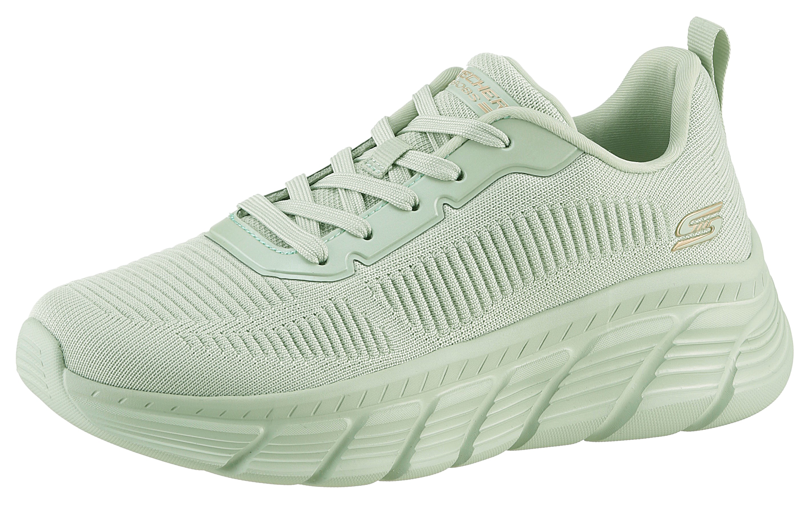Sneaker SKECHERS "BOBS B FLEX HI-FLYING HI", Damen, Gr. 37, grün (mintgrün, sage), Textil, Schuhe Sneaker, Trainingsschuh, Schnürschuh, Freizeitschuh in veganer Verarbeitung