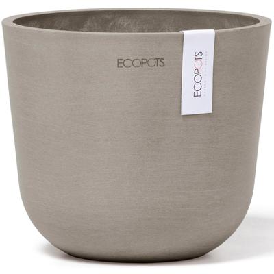 Blumentopf ECOPOTS "Oslo Mini 16 Taupe", grau (taupe), B:16cm H:13,7cm T:16cm Ø:14,5cm, Kunststoff, Pflanzgefäße, für den Innenbereich Image