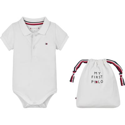 Neugeborenen-Geschenkset TOMMY HILFIGER "POLO BODY GIFTPACK", Baby, Gr. 92, weiß, Piquu00e9, Obermaterial: 96% Baumwolle, 4% Elasthan, unifarben, KOB Set-Artikel, mit Polokragen Image