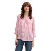 Klassische Bluse TOM TAILOR, Damen, Gr. 42, rosa (bright rose vertical stripe), Obermaterial: 100% Viskose, gestreift, casual, regular fit Po-bedeckend, Rundhals, 3/4-Ärmel, Blusen, mit Taschen