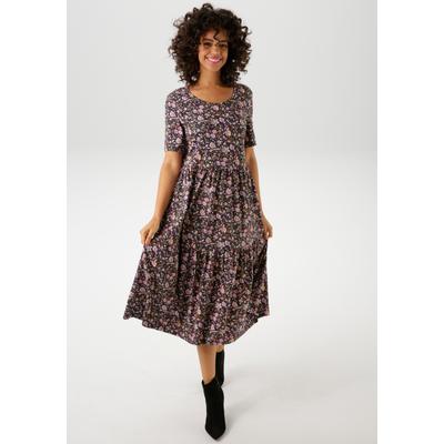 Sommerkleid ANISTON CASUAL, Damen, Gr. 44, N-Gr, marine, maismoosgrün, weiß, rosa, pink, blau, bordeaux, braun, Single Jersey, Obermaterial: 95% Baumwolle, 5% Elasthan, bedruckt, geblümt, feminin, figurumspielend wadenlang, Rundhals, Kurzarm,... Image