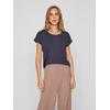 Rundhalsshirt VILA "VIDREAMERS NEW PURE T-SHIRT/SU-NOOS", Damen, Gr. XL (42), blau (total eclipse), Jersey, Obermaterial: 50% Baumwolle, 50% Polyester, unifarben, casual, regular fit, Rundhals, Kurzarm, Shirts, Basic Damen-T-Shirt mit...
