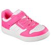 Sneaker SKECHERS "QUICK STREET", Kinder, Gr. 32, pink (pink, weiß), Lederimitat, kontrastfarbene Details, sportlich, Schuhe, Retro Sneaker mit Klettverschluss, Größenschablone zum Download