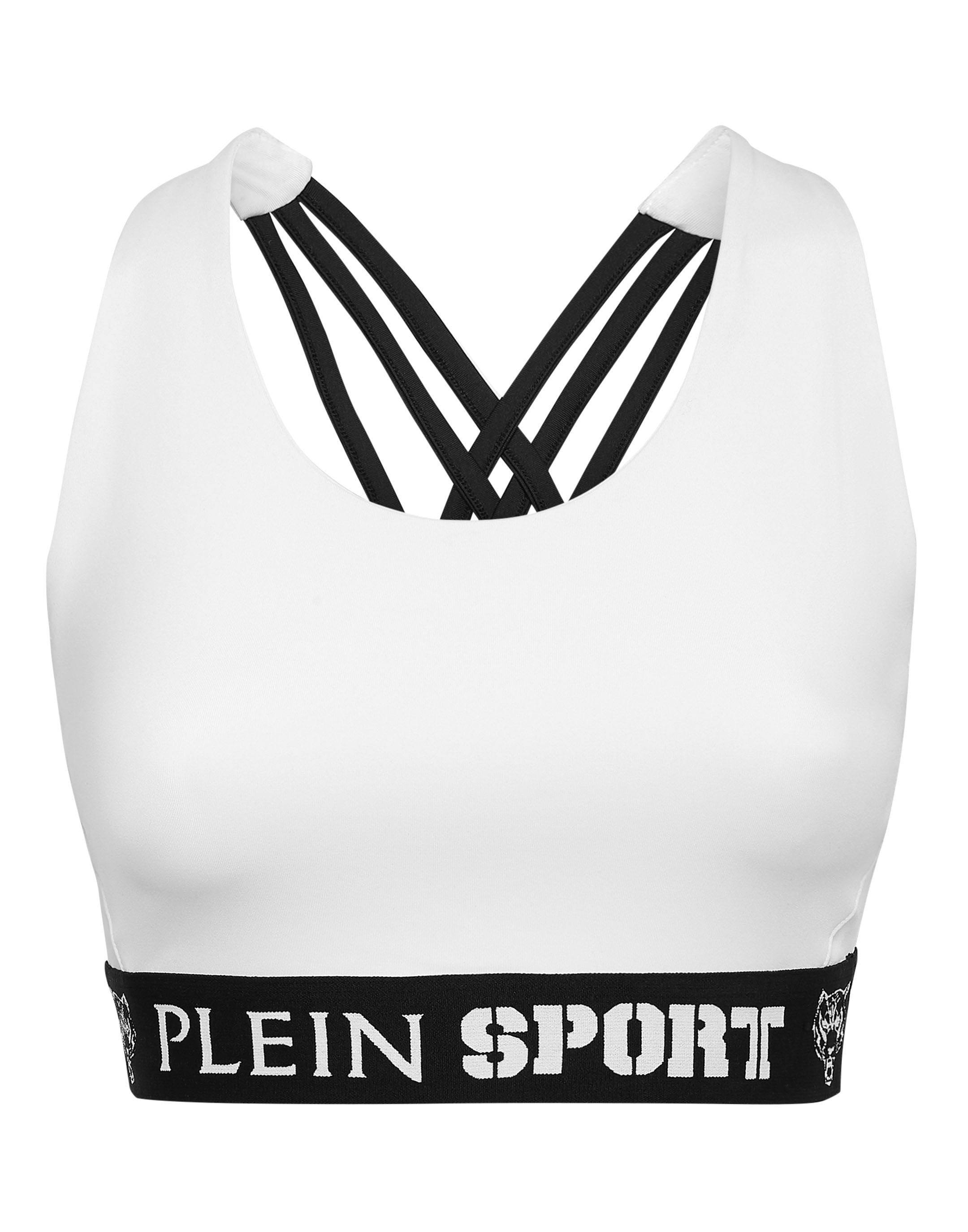 Lauftop PLEIN SPORT "Sport Top", Damen, Gr. XS, weiß (01, weiß), Obermaterial: 90% Polyester, 10% Elasthan, Tops