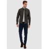 Lederimitatjacke PIERRE CARDIN, Herren, Gr. M, braun (dunkelbraun), 80% Polyester, 17% Baumwolle, 3% Elasthan, unifarben, casual, kurz, hoch geschlossener Ausschnitt, Jacken, im modischen Leder-Look
