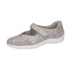 Riemchenballerina WALDLÄUFER "HENNI", Damen, Gr. 7 (40,5), grau (hellgrau), Veloursleder, metallic, sportlich, Schuhe, Keilabsatz, Halbschuh, Komfortschuh mit Perforation, Weite H
