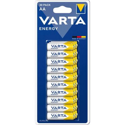 VARTA Batterie "30er Pack Energy AA Mignon LR6 Alkaline - Made in Germany", gelb (weiß, gelb), B:14,5mm H:50,5mm T:14,5mm Ø:14,5mm, Batterien Image