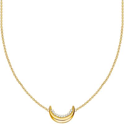 Kette mit Anhänger THOMAS SABO "Moon Romance, Halbmond-Design, KE2299-414-14-L45V" Gr. 45, gold (gelbgoldfarben, weiß), Halsketten, Damen, 45, Silber 925 (Sterlingsilber), B: 13mm, mit Zirkonia (synth.), B:13mm Image