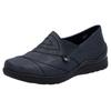 Slipper RIEKER, Damen, Gr. 40, blau (nachtblau), Lederimitat, unifarben, casual, Schuhe, Schlupfschuh, Halbschuh, Slip on mit Stretcheinsatz und Ziersteppung, Topseller