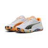 Tennisschuh PUMA "NOVA COURT", Gr. 45, puma weiß, puma schwarz, vivid blau, heat fire, Textil, mehrfarbig, sportlich, Schuhe