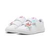 Sneaker PUMA "PUMA Smash 3.0 Badges Sneakers Mädchen", Kinder, Gr. 28, weiß (weiß safe lake rot fire blau), Obermaterial: Synthetik, Textil; Futter: Textil; Laufsohle: Gummi, Schuhe